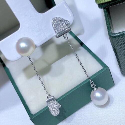 Christmas Style 925 Sterling Silver Earrings Findings Mountings Settings Parts Fittings for Pearls Coral Jade Agate Beads Stones