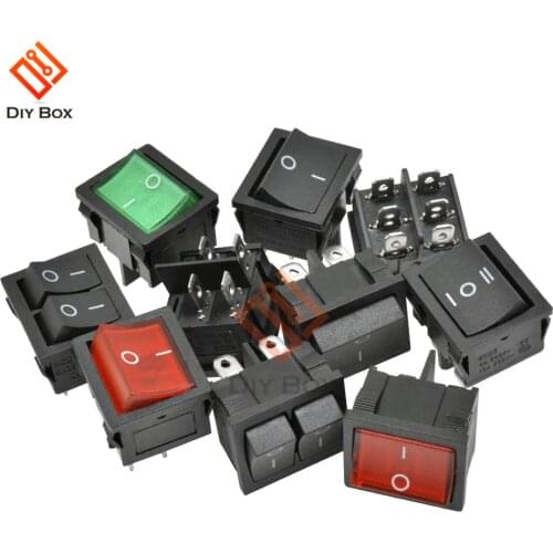 KCD5 Rocker Switch 4Pin/6Pin ON-OFF/ON-OFF-ON 6A 250V 21*24MM Boat Power Switch Push Button with Light
