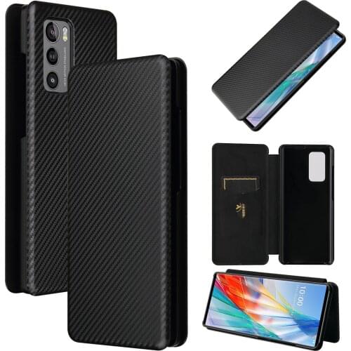 Magnetic Carbon Fiber Flip Leather Wallet Case For LG Wing 5G Holder Walle Cover Phone Case