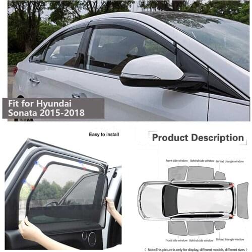 For Hyundai Sonata 2015-2018 Car Full Side Windows Magnetic Sun Shade UV Protection Ray Blocking Mesh Visor Car Accessories