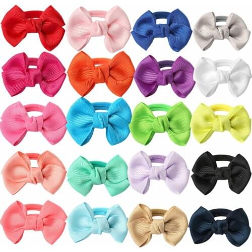 2pcs/lot 2.5''Mini Ribbon Hair Bows Girls Hair Ties Girl Nylon Band Elastic Bands Hairband Hair Rings Children Hair Accessories