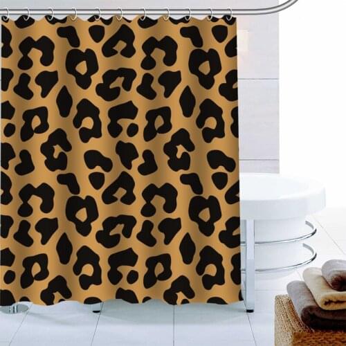 Fashion Leopard Print Animal Skin Pattern Shower Curtain 12 Hook Polyester Fabric 3D Print Bathroom Curtain Waterproof Curtain