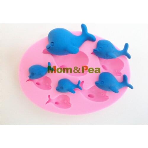 Mom&Pea 0363 Free Shipping Whales Silicone Soap Mold Cake Decoration Fondant Cake 3D Mold Food Grade Silicone Mould
