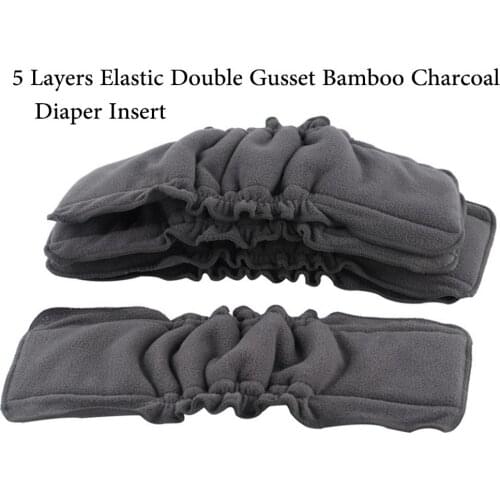Washable Diapers Bamboo Inserts for Reusable Nappies Ohbabyka Diaper Cover Bamboo Charcoal Insert Couche Lavable Luiers 1PCS