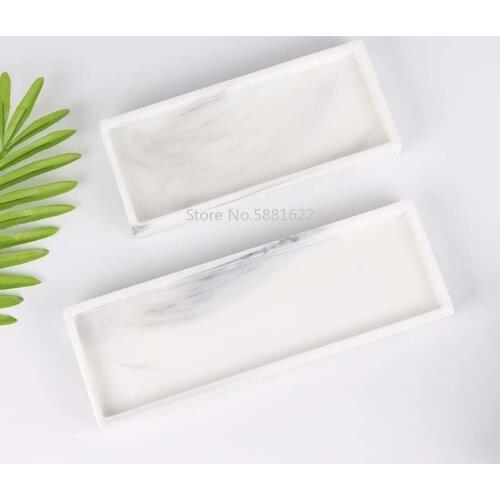 JINSERTA Marbled Storage Tray Resin Jewelry Display Plate Cosmetic Organizer Rectangle Home Restaurant Hotel Serving Tray