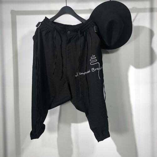 Owen Seak Men Casual Cross Pants Skirt High Street Wear Dark Ankle Length Pants Men Japanese Sweatpants Spring Harem Black Pants