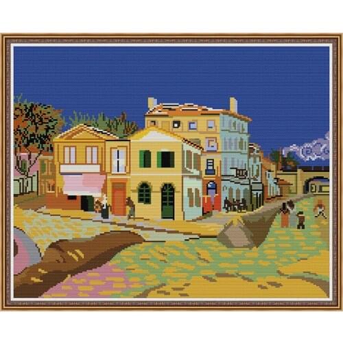 Architectural Landscape Cross Stitch Kit DIY Pattern Chinese Embroidery 11CT 14CT Needlework Sewing Kit Home Decoration Painting