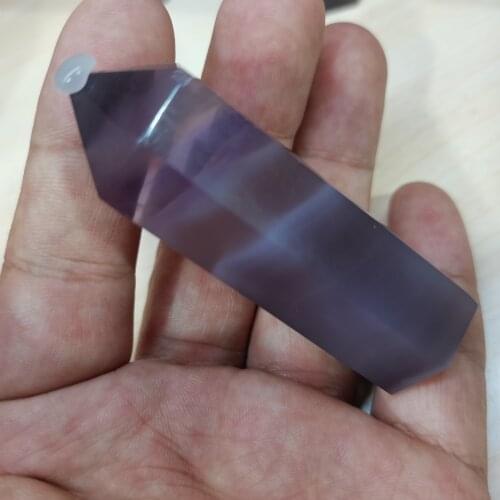 Natural Fluorite Crystal Colorful Striped Fluorite Quartz Mineral Stone Point Hexagonal Wand Treatment Healing Stone Home Decor