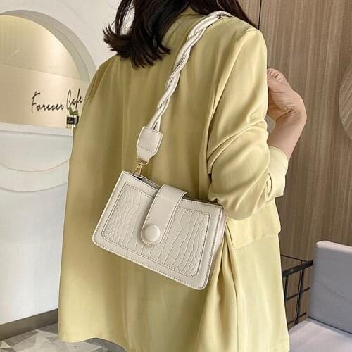 News Crocodile Pattern Womens Leather Bag Gothic Style Fashion Top Handle Bags Korean Version Vintage y2k Zipper Shoulder Bags