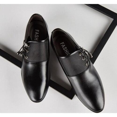 Masorini New Mens Dress Shoes Size 38-48 Black Classic Point Toe Oxfords for Men Fashion Mens Business Party Shoes WW-512