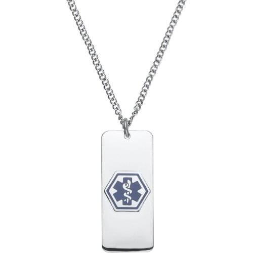 Stainless Steel dog tag necklace cheap Emergency Medical Alert ID Necklace