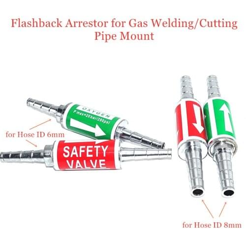 Flashback Arrestor 1 Pair Oxygen Acetylene Propane Safety Valve for 8mm 6mm 0.31" 0.24" Cutting Torch Hose Flame Buster