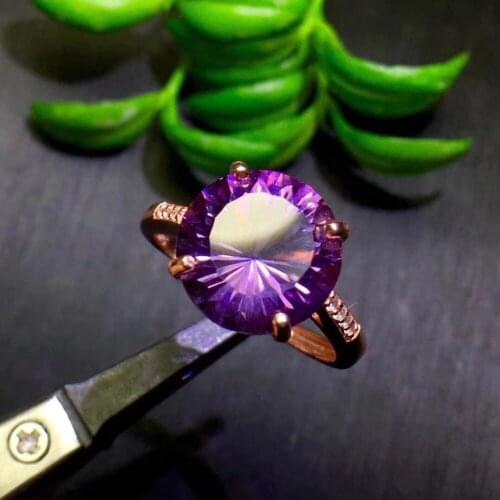 Real And Natural Amehtyst ring Free shipping 925 sterling silver rings Gem Size 10*10mm