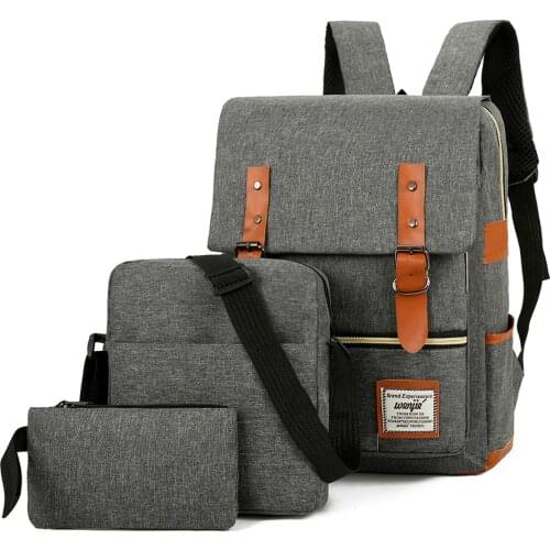 Large Capacity Computer Backpack Fashion Business Bag Outdoor Leisure Travel Bag Set with External USB Port Black