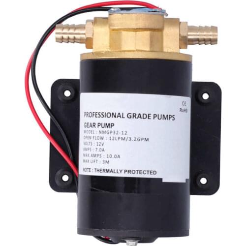 12V 12LPM 3.2GPM Impellor Gear Pump Self-Priming 9.8ft Lift for Water/Diesel/Fuel/Scavenge/Oil Transfer Pump
