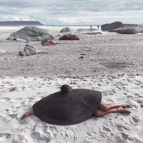 80cm Fashion Large Wide Sun Hat Beach Anti-uv Sun Protection Foldable Straw Cap Cover Hats For Women Oversized Gorras Para Mujer