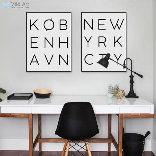 Modern Black White New York City Typography Poster Nordic Minimalist Wall Art Picture Prints Home Decor Canvas Painting Custom