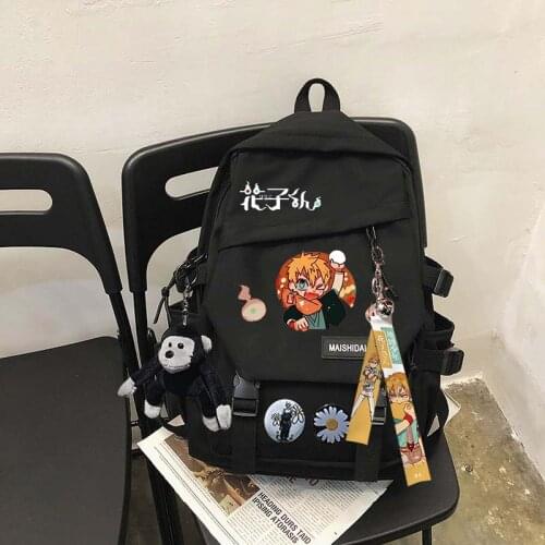 Toilet-bound Jibaku Shounen Hanako Kun Backpack Multi-pocket Waterproof Women Men Bag Contrast color Insert buckle Schoolbag