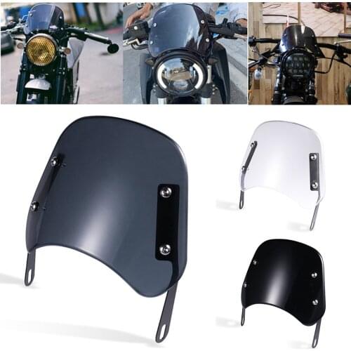 Motorcycle Windshield Windscreen with Metal Mounting Bracket Universal Retro Windshield for Honda Yamaha Kawasaki 5-7" Headlight