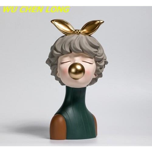 WU CHEN LONG Nordic Bubble Girl Vase Decoration Creative Resin Craft Luxurious Dry Flower Ornaments Floral Organ Art Decor R5664