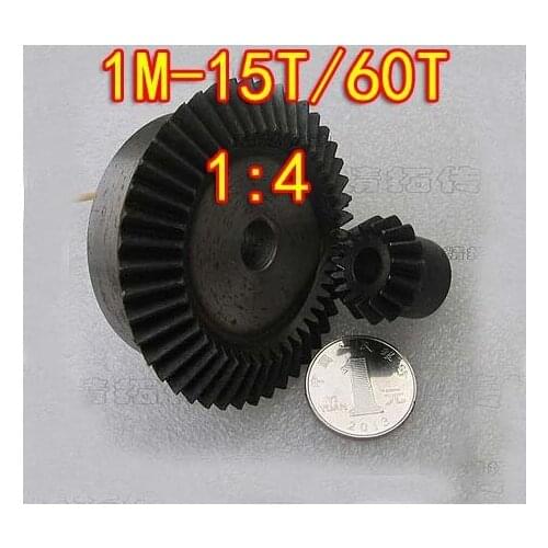 1Set 1M-15T/60T- 1:4 Diameter:16mm/61mm Umbrella Gear Surface Hardening Bevel Gear