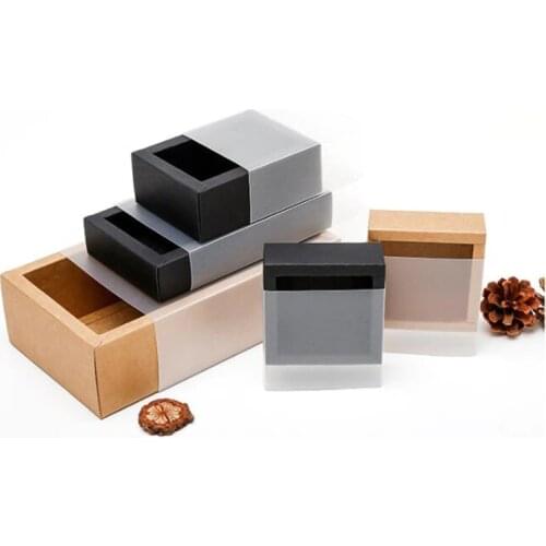 10pcs Drawer Style Frosted Sleeve Paper Box Gift Packaging Box Kraft Black Cardboard Boxes For Jewelry Toys Display Box