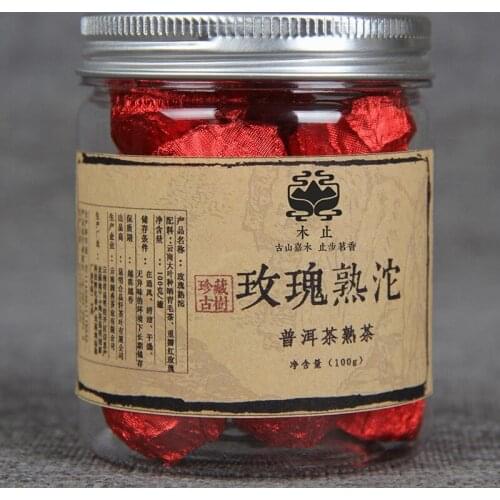 100g/jar The Oldest pu'er Tea Chinese Yunnan Rose Ripe Tea Green Food for Health Care Weight Lose