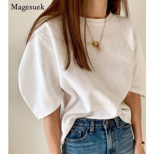 Summer Casual White Shirt Women Half Sleeve Pullover Cotton Blouse Women 2021 Plus Size Harajuku Shirt Casual Ladies Tops 10199