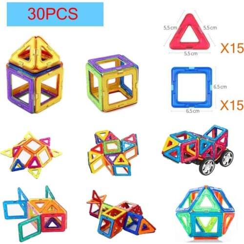 30pcs Designer Magnetic Blocks Big Size DIY Magnet Toys Pulling Magnetic Building Blocks Magnets Toys For Children Kids Gifts