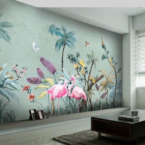 Custom 3D Wallpaper Hand Painted Tropical Plants Leaf Bird Rainforest Murals Living Room TV Sofa Study Wallpaper Papel De Parede