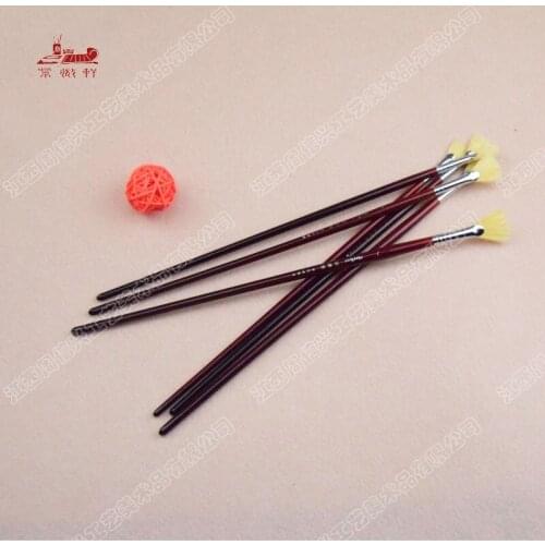6pcs/Set gouache watercolor painting pen pig mane fan shape children painted oil painting pen high-grade acrylic brush