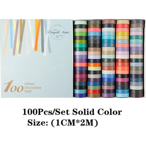 60/100 Pcs Washi Tape Set Masking Tapes Adhesiva Ruban Solid color Papelaria Stickers Adesivo Cute Decoration Sticker Stationery