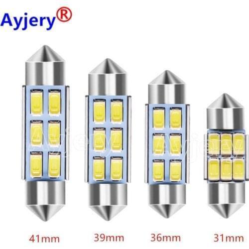 AYJERY 200Pcs C5W Festoon 5630 6 SMD 5730 LED Bulb Canbus Error Free Auto Interior White Dome Lamp Reading 31mm 36mm 39mm 41mm