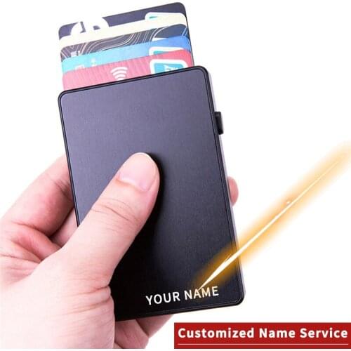 BISI GORO New Laser Engraving Card Holders 2021 Fashion Men Rfid Anti-Theft Creative Card Holder Ultra-Thin Card & Id Holders