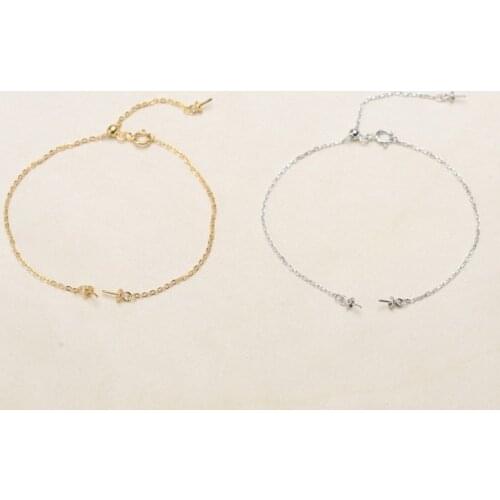 2 Color 925 Sterling Silver Pearl Bracelet Mountings Bangle Findings Jewelry Parts Fittings Accessories, 3pcs/lot