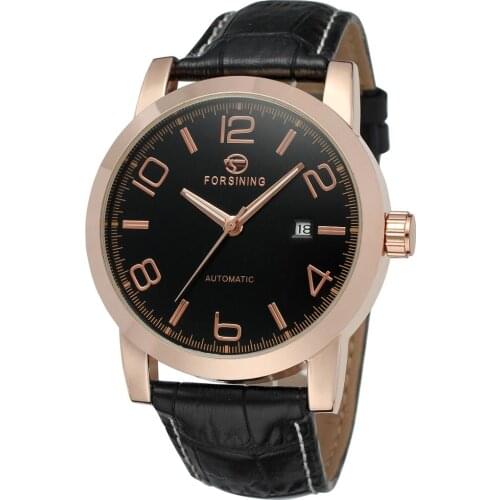 Winner Mens Watch Luxury Brand Automatic Business Leather Strap Analog Dress Clock Calendar Male Clock Black Mechanical watch