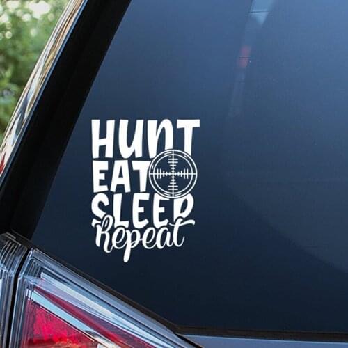 Black/Sliver Eat Sleep Hunt Repeat Sticker Vinyl Sticker Car Animal Decor Car Window Art Stickers Decal Rear Windshield S270