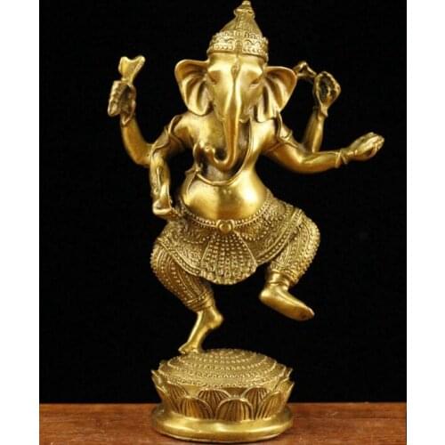 Pure brass Thai elephanttrunk God of wealth,copper elephant god of heaven and eyesight,Indian patron god household decorations
