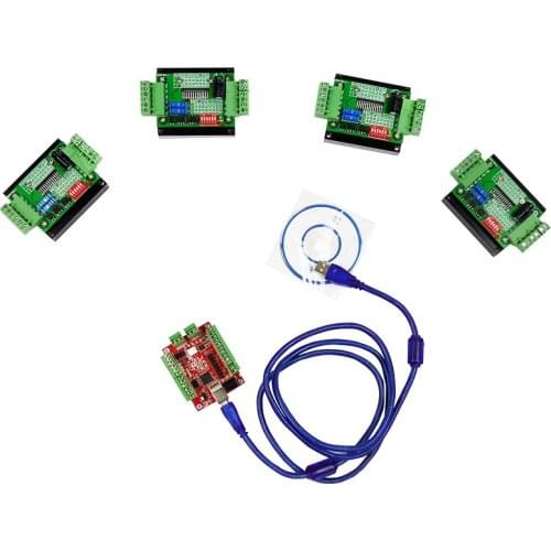 CNC mach3 usb 4 Axis Kit, 4pcs TB6600 1 Axis Stepper Motor Driver + mach3 4 Axis USB CNC Stepper Motor Controller card 100KHz