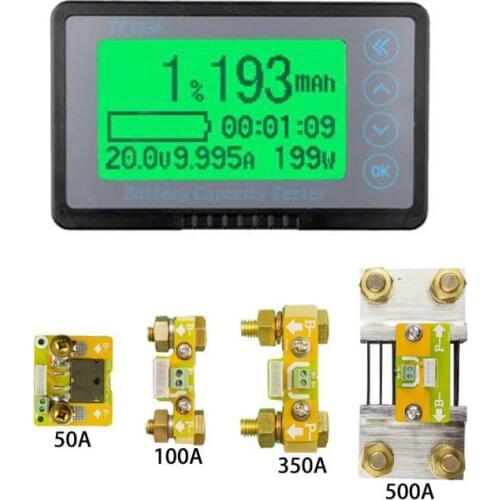 DC 50A 100A 350A 500A Coulomb Meter Battery Monitor Capacity Indicator Voltmeter ammeter Lithium Lead Acid 12v 24V 36v 48v CAR