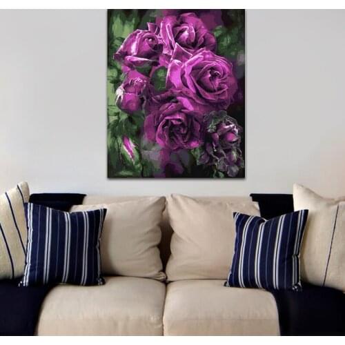 DIY colorings pictures by numbers with flower picture drawing Relief painting by numbers framed Home