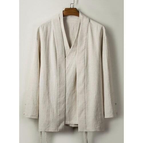 Long Fund Overcoat False Two Paper Two-sided Clothes Outdoor Chinese Style Loose Coat Kungfu Sports Windbreaker Tea Service Male