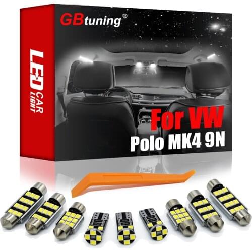 GBtuning No Error LED Interior Light12PCS For Volkswagen VW For Polo Mk4 9N 9N3 (2002-2008 2009) Vehicle Ceiling Lamp Trunk