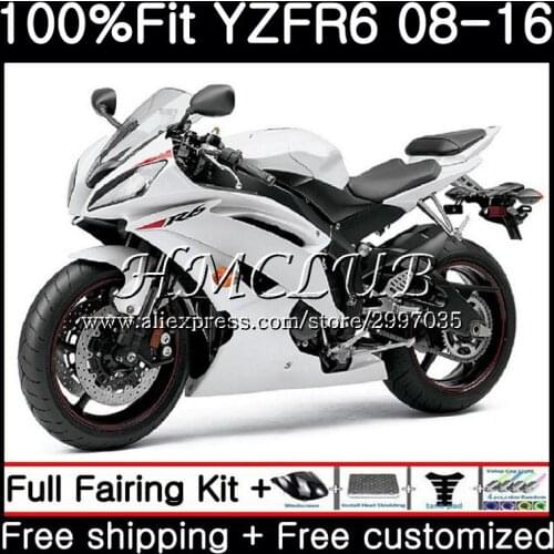 Injection For YAMAHA YZF600 YZF-R6 glossy white 2008 2013 2014 2015 2016 17HC.13 YZF 600 YZF R6 R 6 YZFR6 08 13 14 15 16 Fairing