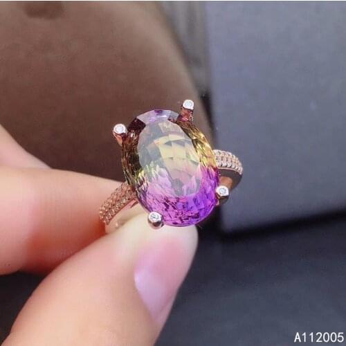 KJJEAXCMY fine jewelry 925 sterling silver inlaid Ametrine gemstone new Female ring beautiful hot selling
