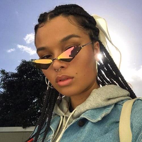 Cosplay Pointy Triangle Sunglasses Hippie Cool Sun Glasses Men Small Rimless Cat Eye Sunglasses Women Fashion Mirror Glasses