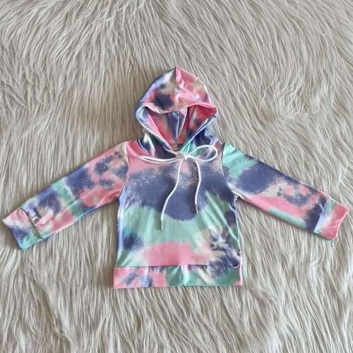 2020 hot sale kid girls jacket with hat boutique fall clothes set tie dye baby girls designer clothes hot sale children clothing