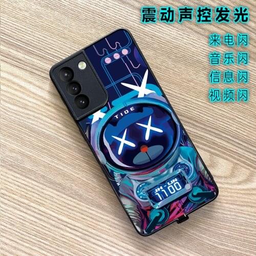 2021 Hot Sale Street Fashion LED Phone Case For Huawei Mate 40 30 P40 Samsung S30 S21 Call Glowing LED Light Up Glass Cover
