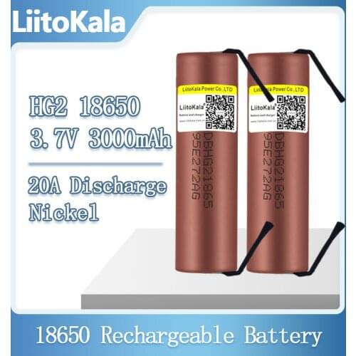 2019 8PCS Liitokala new HG2 18650 3000mAh battery 18650HG2 3.6V discharge 30A, dedicated batteries + DIY Nickel