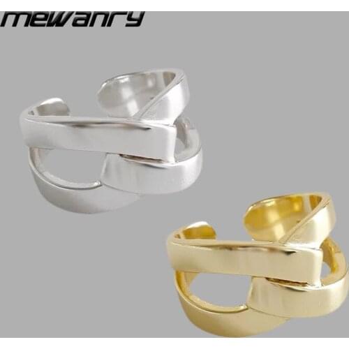 Mewanry 925 Sterling Silver Cross Couples Engagement Rings Fashion Vintage Trend Creative Design Party Jewelry Gifts for Women
